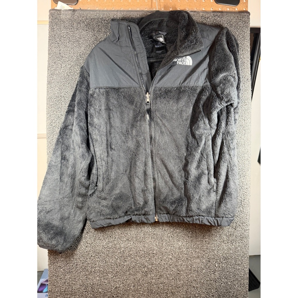 The North Face Fleece Jacket Girls Large 14/16 Grey Denali Full Zip Yoke Overlay